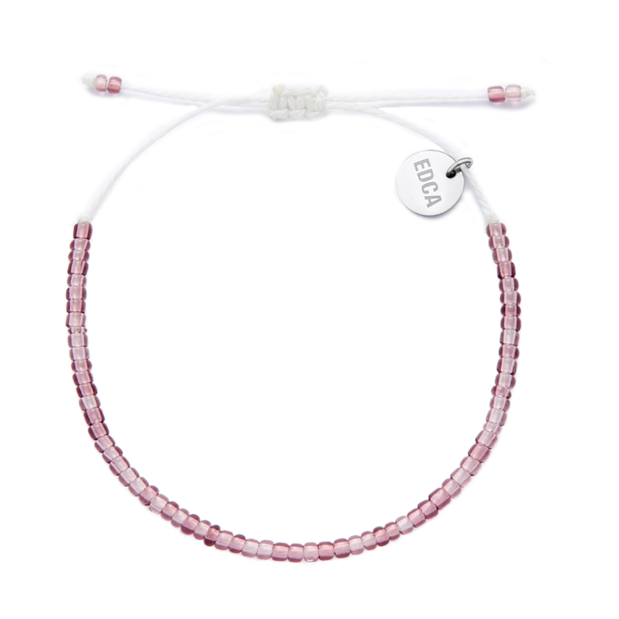 Pink bracelet with "EDCA" charm