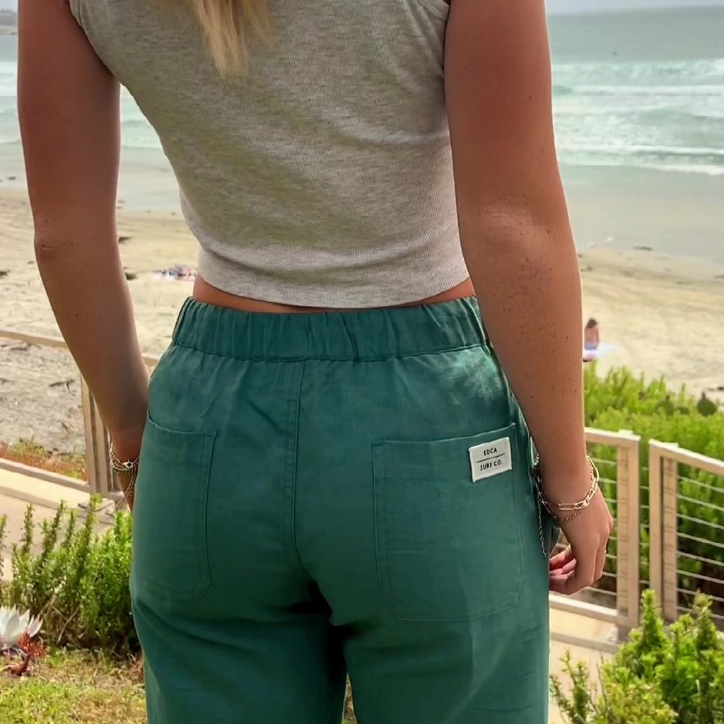 Model displays the EDCA Nora Beach Pants